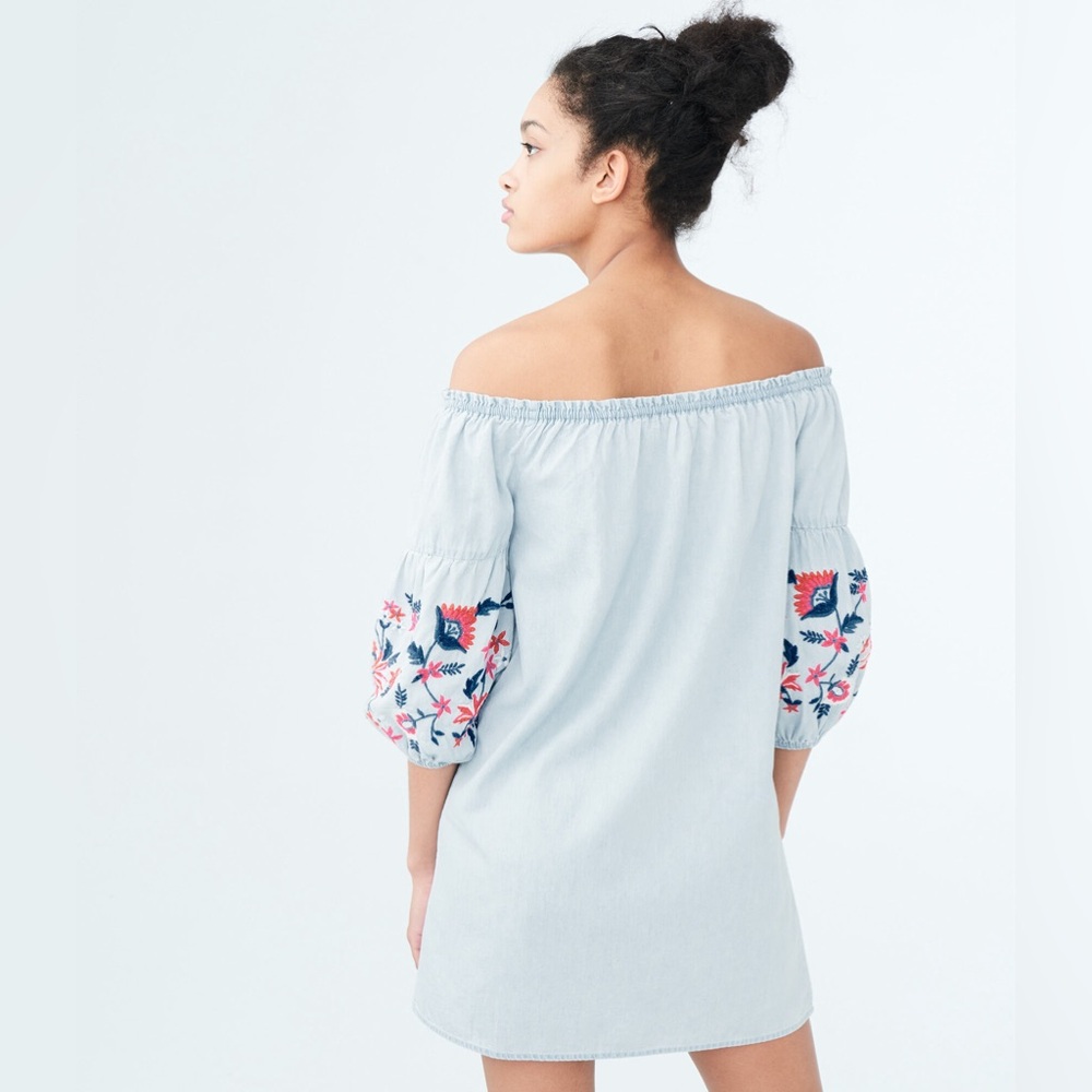 Aeropostale Blue Embroidered Small Dress